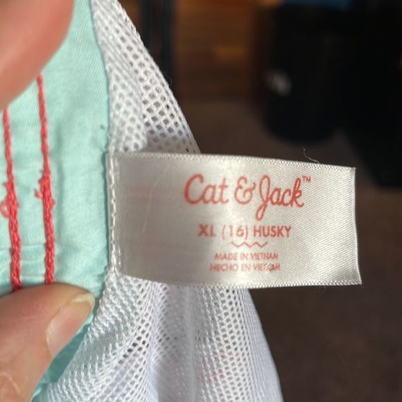 Coral Swim Trunk 14/16 Husky Cat & Jack EUC - Picture 9 of 12